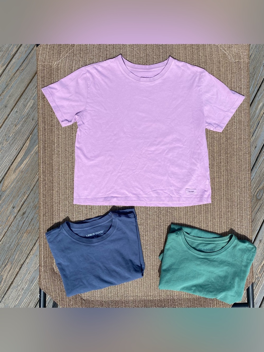 3-Pack Life is Good Women’s Medium Crop Crusher Boxy Tees Bundle
